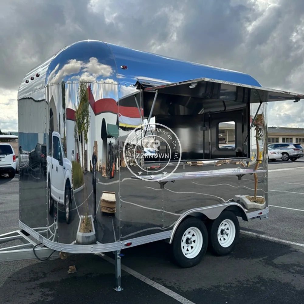 2024 Free 3D Design Street Mobile Airstream Hot Dog Fast Food Trailer Fully Equipped Mobile Pizza Food Truck For Sale Europe