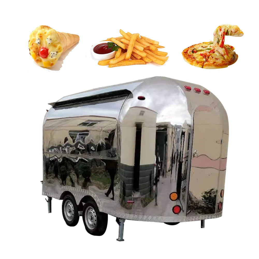 Stainless Steel Fast Food Trailer With Deep Fryer And Oven Food Truck Trailer Mobile Food Trailer