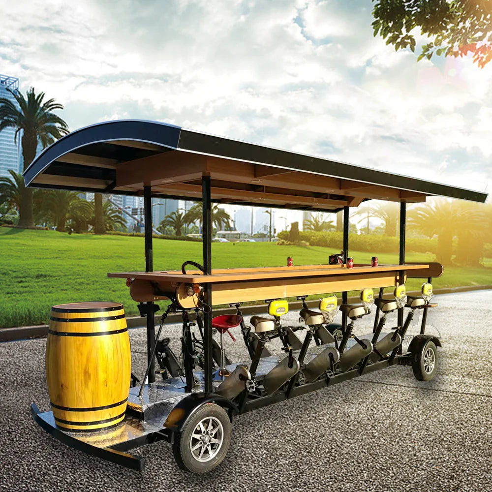 2023 Mobile Beer Cart Scenic Fitness Sightseeing Car Mobile Cycling Bike Multiplayer Cycling Coffee Bike Party Car