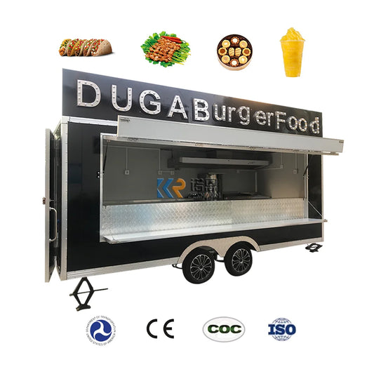 OEM 18ft Food Truck Europe Customized Concession  Food Cart Bubble Tea Coffee Vending Kiosk Food Trailer for Sale