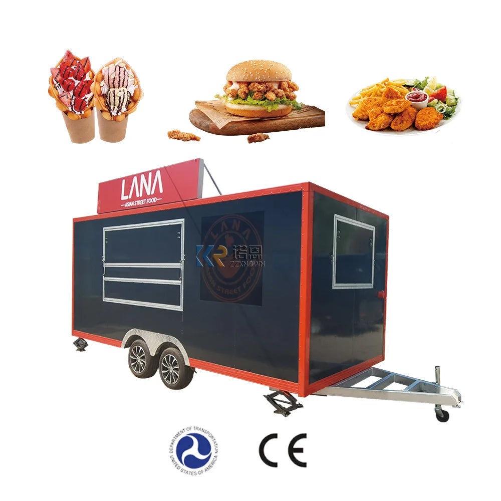 Nuevo y popular camión de comida totalmente equipado a la venta en Europa, concesión personalizada con fregadero, carrito de venta de café, remolque de comida