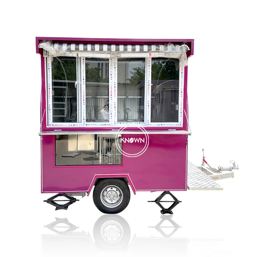 Mini Street Concession Food Cart Towing Bar Mobile Trailer Kitchen with Fully Equipment for Vending Fast Food