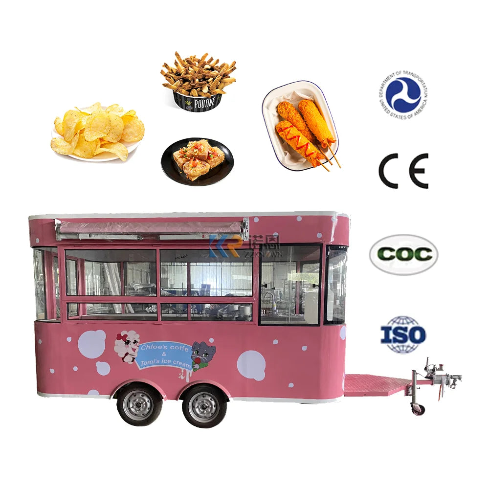 Factory Price High Quality Mobile Snack Dinner Fast Food Cart Food Truck Trailer Fast Food Truck With Full Kitchen