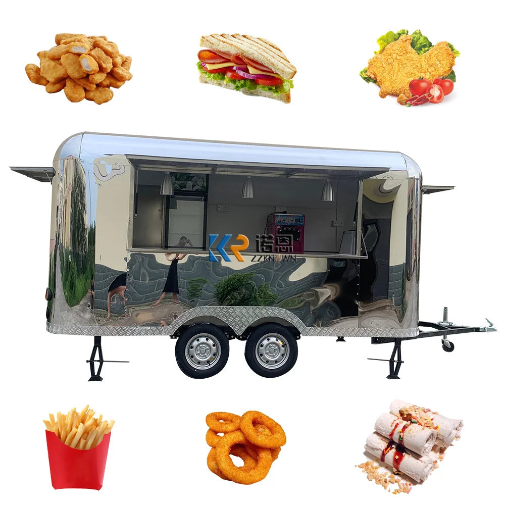 Stainless steel Mobile kitchen Food Trailer with CE Certification Fully Equipped Food Truck for Sale Europe