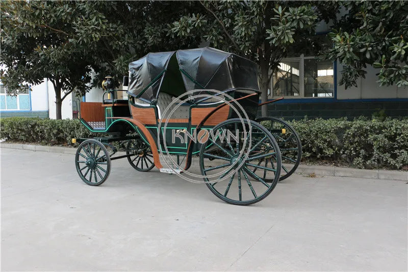 2022 Electric Color-blocking Sightseeing Carriage Royal Carriage with Double Canopy Luxury Wedding Horse Cart