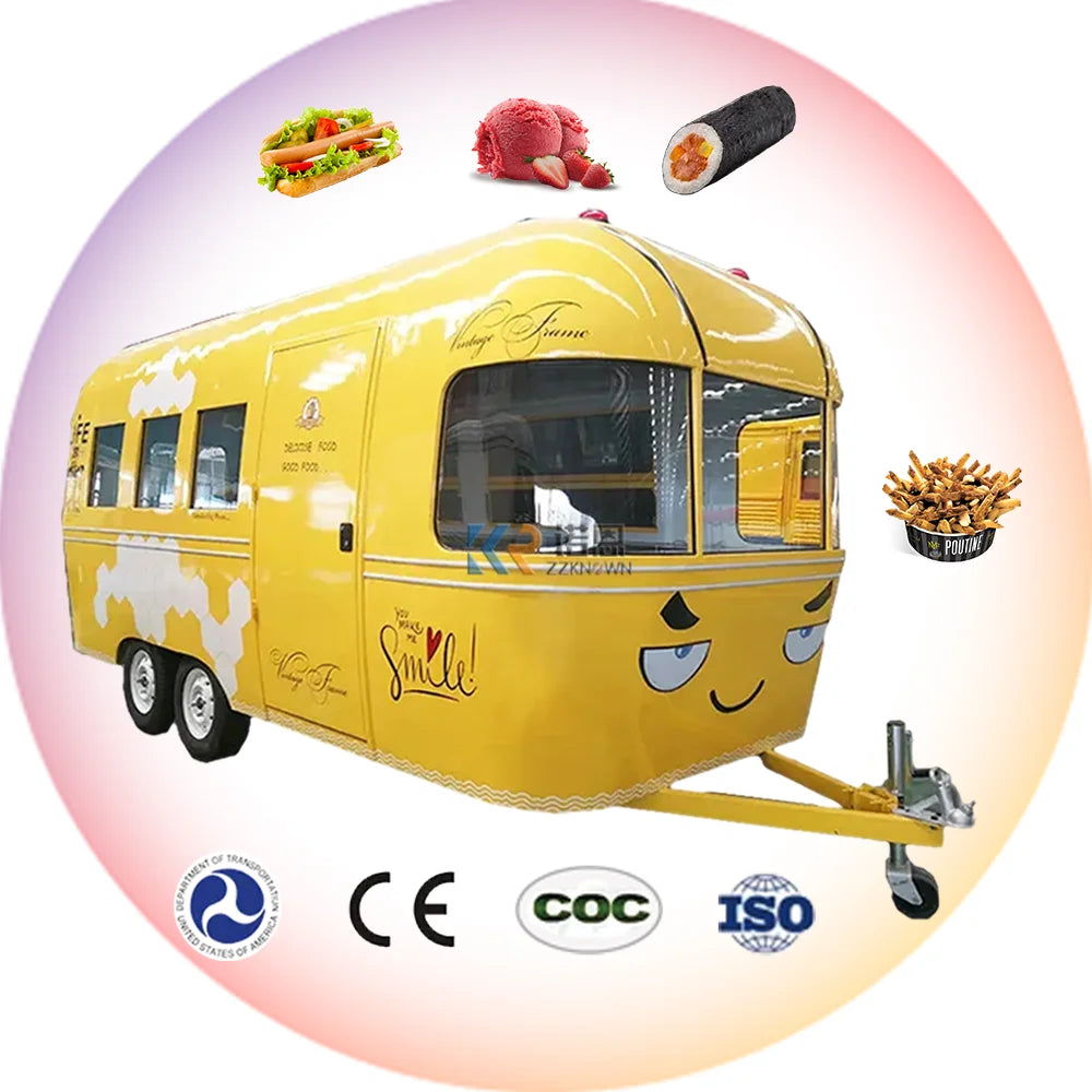 2023 New Type Street Selling Coffee Van Catering Cart Burgers Fries Ice Cream Bus Mobile Food Truck