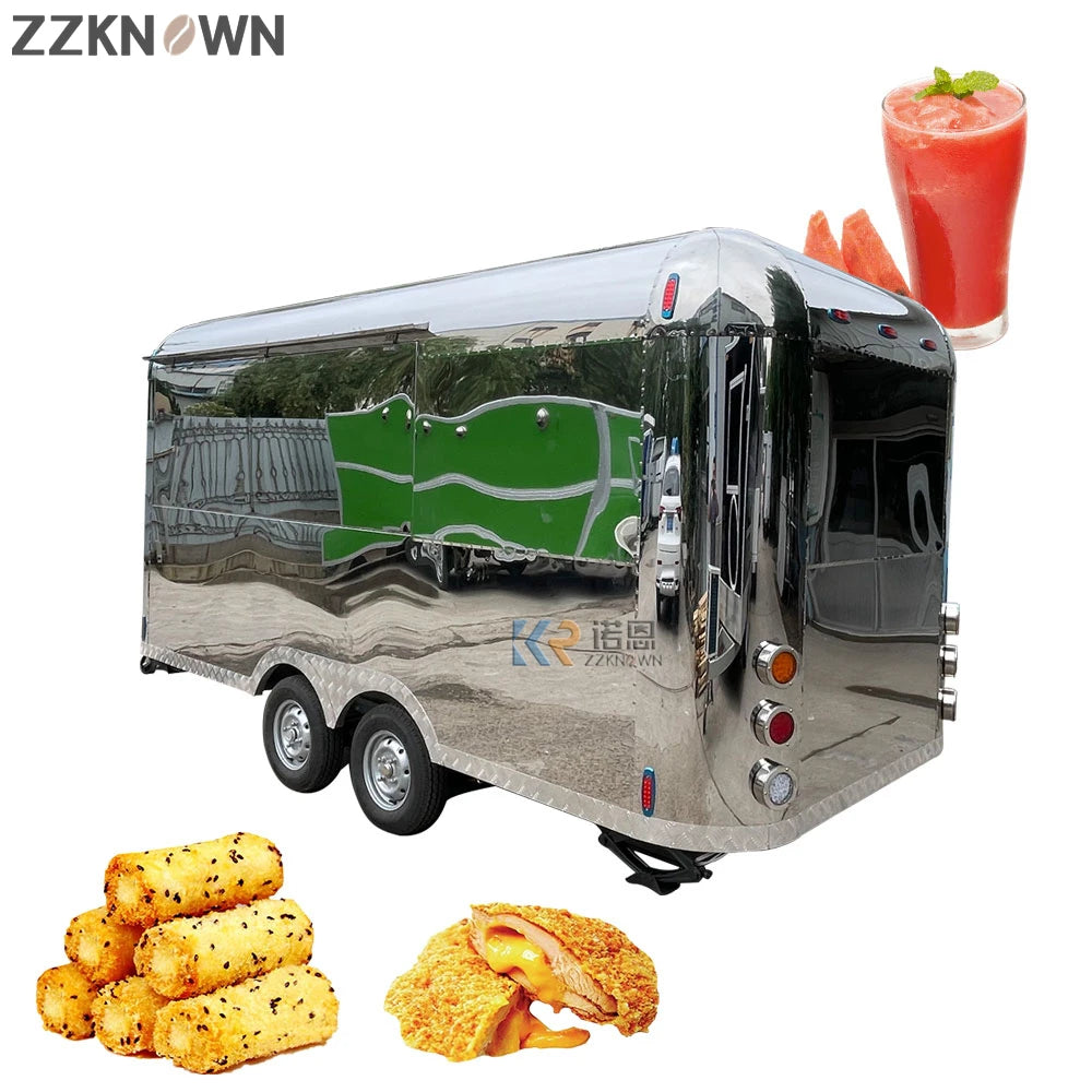 Stainless Steel Food Trailer With DOT CE Certification Mobile Fast Food Trailer Pizza Hotdog Customization Outdoor Food Cart