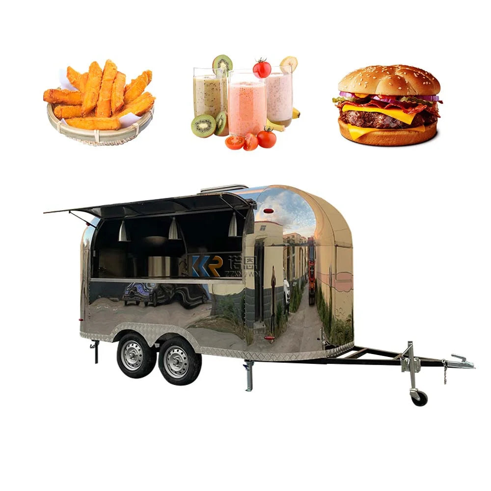 Food Cart Beverage Vending Cart Outdoor Mobile Fast Food Trailer Customized Food Truck With Full Kitchen