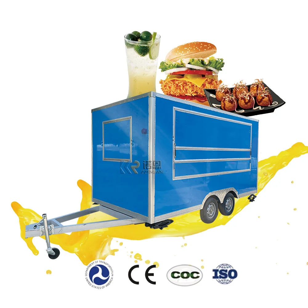 Portable Hamburger Coffee Food Carts and Food Trailers Fully Equipped with Deep Fryer