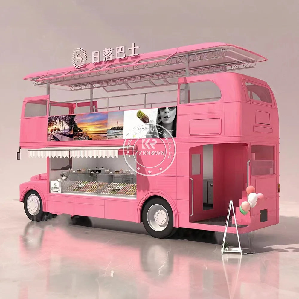 2024 Food Tralier Catering Van Ice Cream Truck Mobile Container Coffee Shop Foodtruck 2 Floor For Sale