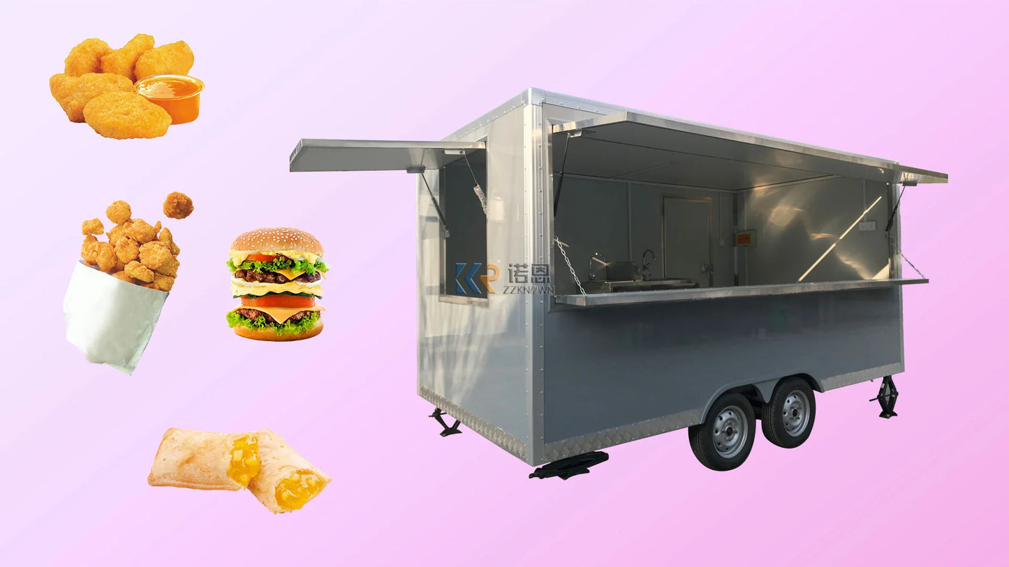 2023 400cm Square Food Trailer with DOT CE Mobile Fast Food Trailer Street BBQ Food Truck with Full Kitchen Equipments