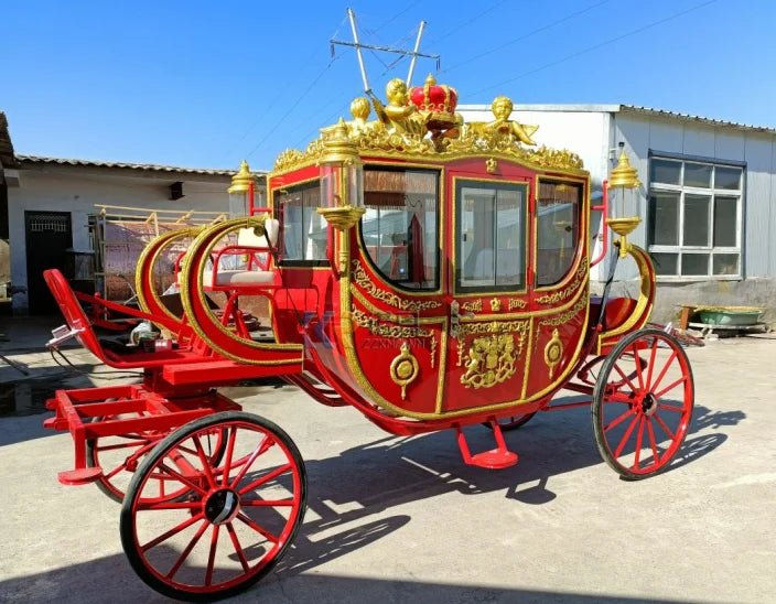 2023 New Style Royal Horse Carriage Wagon Electric Wedding Classical Princess Sightseeing Cart with 4 Wheels