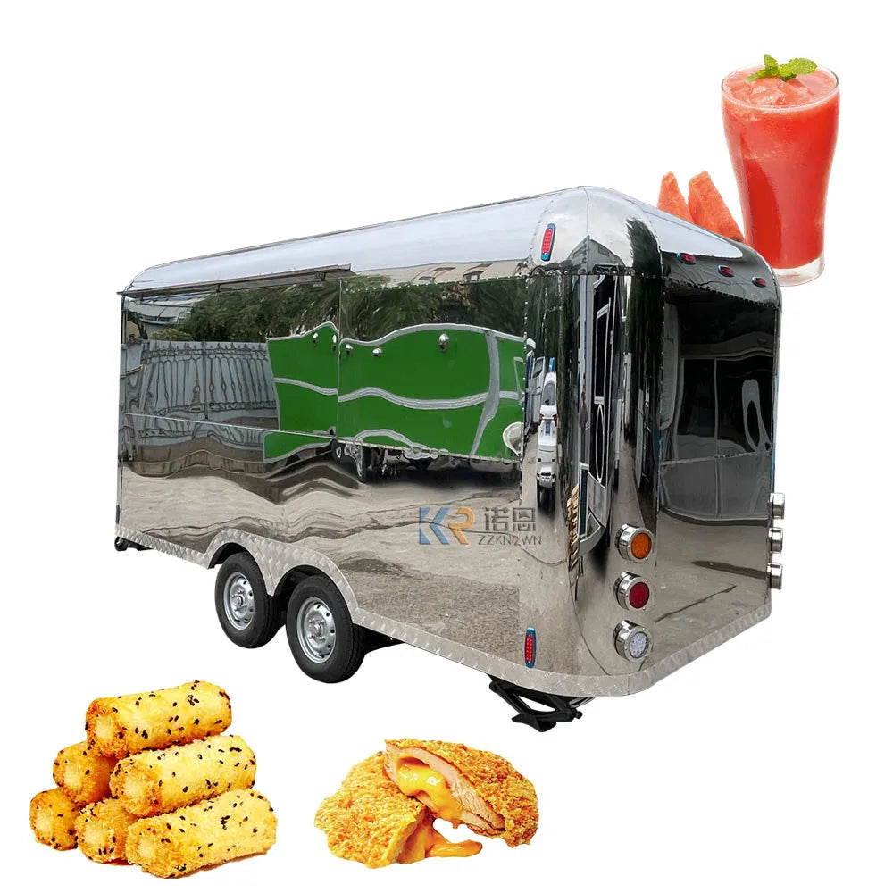 2023 Popular Street Catering Vending Kiosk Snack Food Cart Mobile Breakfast Food Truck 4 Wheels Fast Food Trailer