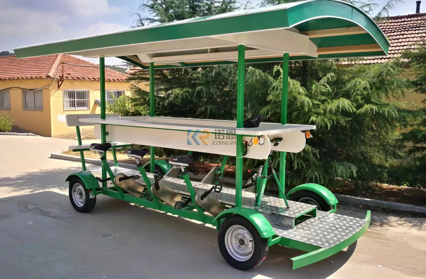 Nuevo carrito de bar móvil para exteriores con capacidad para 6 pasajeros, carrito de comida para bocadillos y dulces, bicicleta eléctrica para cerveza