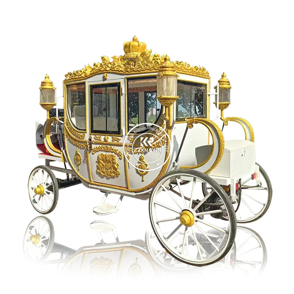 OEM Electric Classical Soft Seat Royal Horse Carriage Horseless Carriage  Customized Add Air Conditioning And LED Horse Carriage