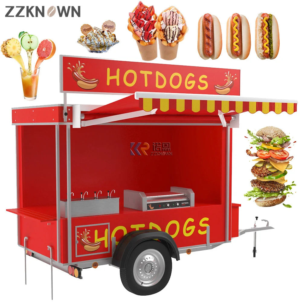 OEM USA Standard Mobile Food Car 16ft Square Concession Fast Food Trailer Trucks with Working Table