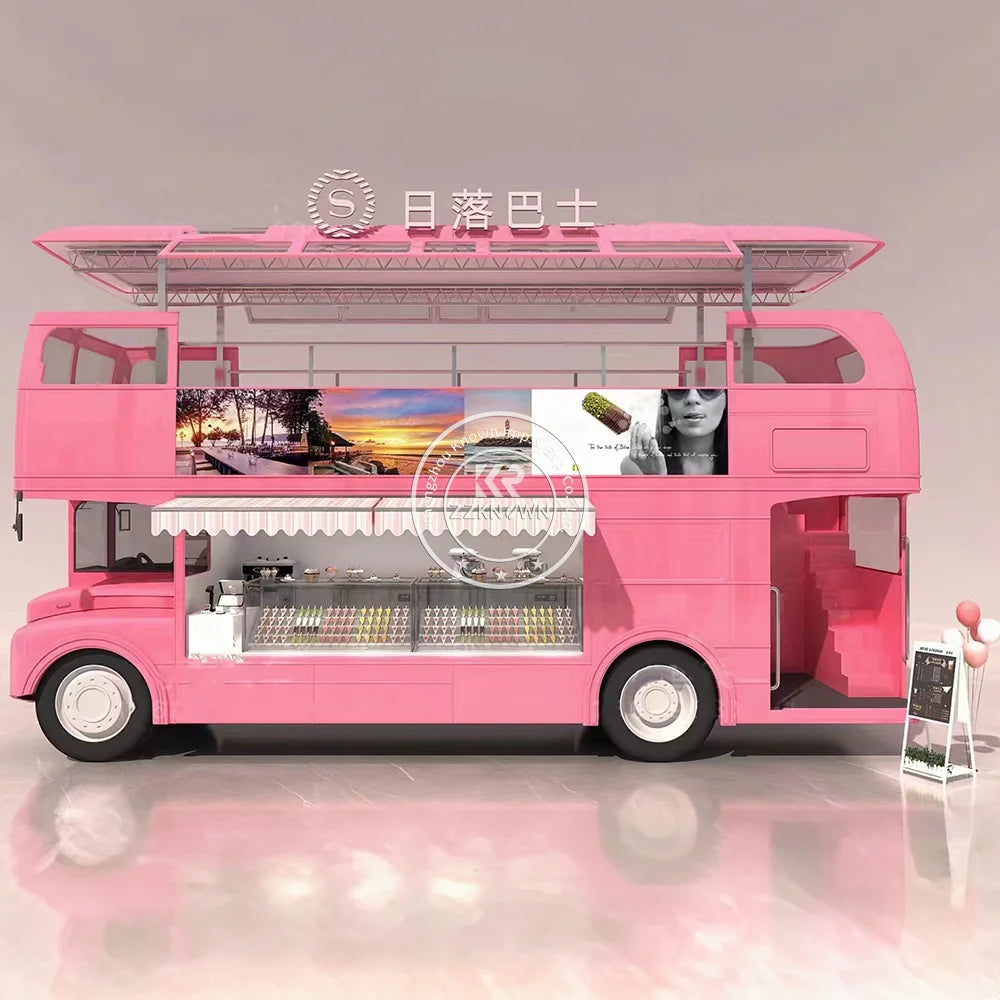 2024 Food Tralier Catering Van Ice Cream Truck Mobile Container Coffee Shop Foodtruck 2 Floor For Sale