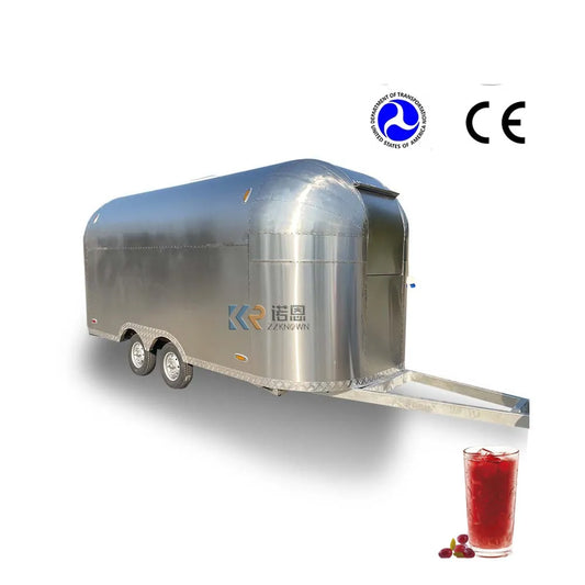 Mobile Fast Food Trailer For Sale Hot Dog Stainless Steel Street BBQ Vending Cart With Fryer Ice Cream Catering Kiosk