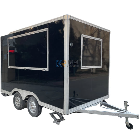 Affordable Fully Equipped Food Truck USA Customized Food Trailer With Full Kitchen Equipments Black Street Food Cart On Sale