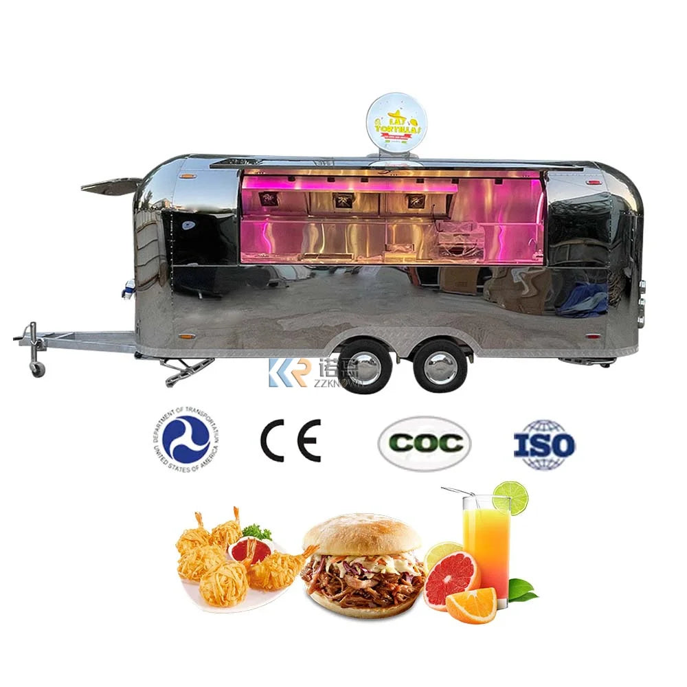 2023 Street Food Truck With Full Kitchen Equipments Fully Equipped Mobile Food Truck Mobile Bar Trailer Airstream Food Truck