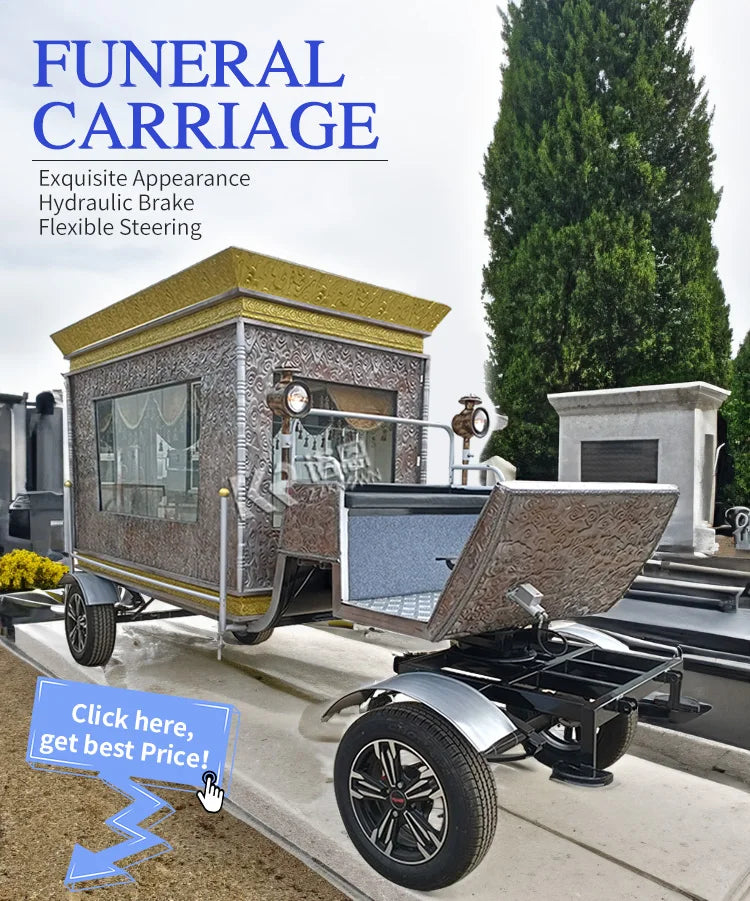 Customized and unique latest retro horse hearse Hearse Carriage manufacturers Horse Drawn White Coffin Carriage