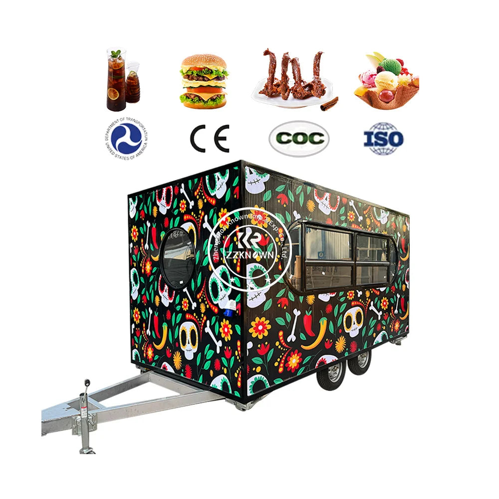 2024 Mobile Coffee Cart Factory Price Mobile Food Truck Stainless Steel Food Truck Mobile Kitchen Hotdog BBQ Food Trailers