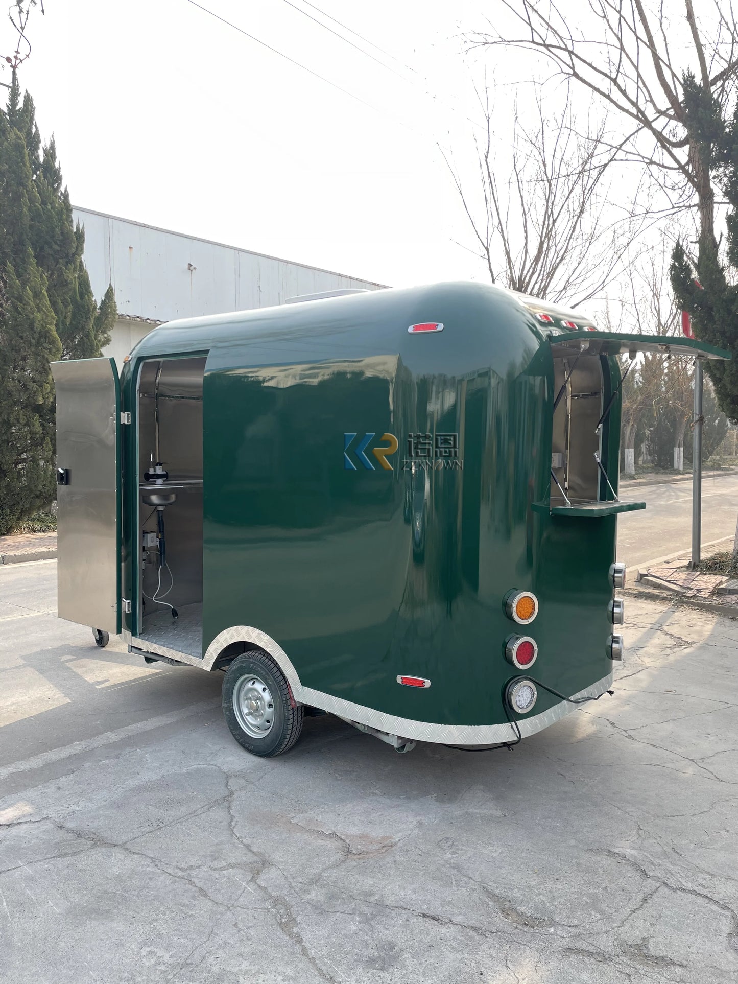 OEM Stainless Steel Food Cart with DOT CE Certificate Mobile Fast Food Trailer Street BBQ Food Truck with Full Kitchen Equipment