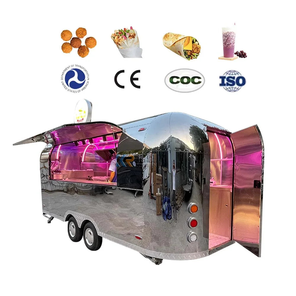 2023 Street Food Truck With Full Kitchen Equipments Fully Equipped Mobile Food Truck Mobile Bar Trailer Airstream Food Truck