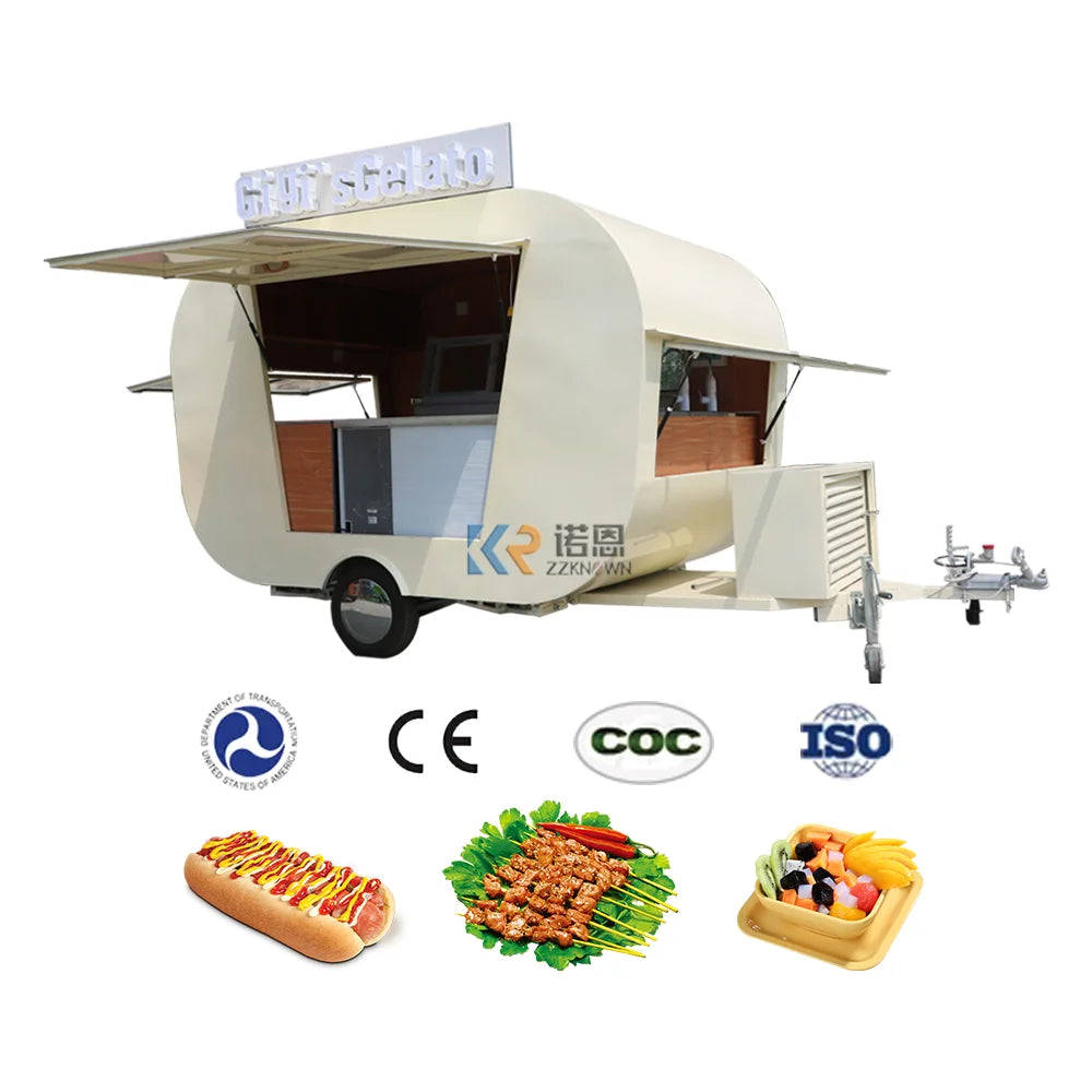 Cheap Outdoor Street Food Truck Ice Cart Hot Dog Mobile Food Cart Food Trailer CE DOT Approved Fast Coffee Catering Cart