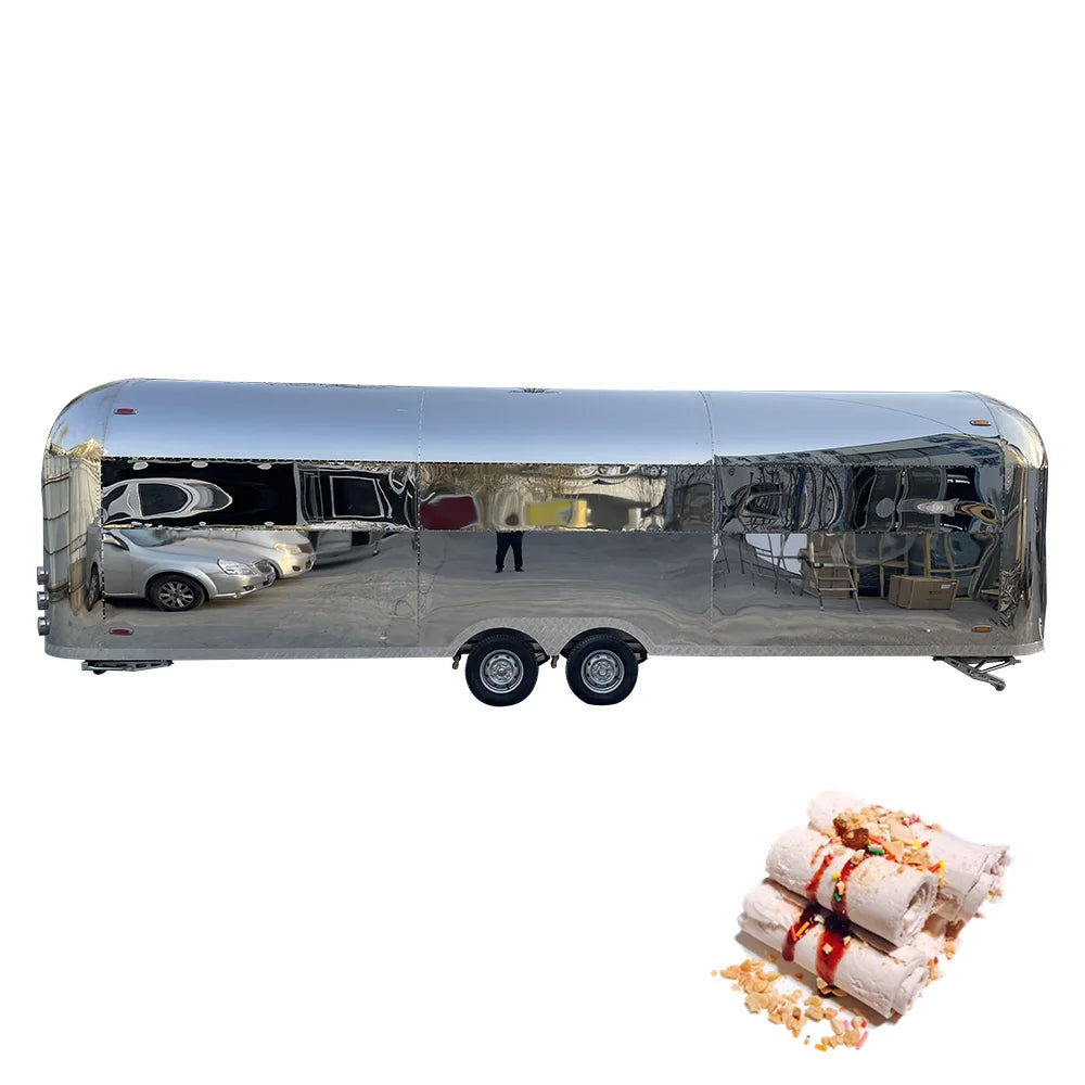 Stainless Steel Bus Deep Fryer Fast Food Trucks Street Mobile Food Trailer With Full Kitchen Equipments