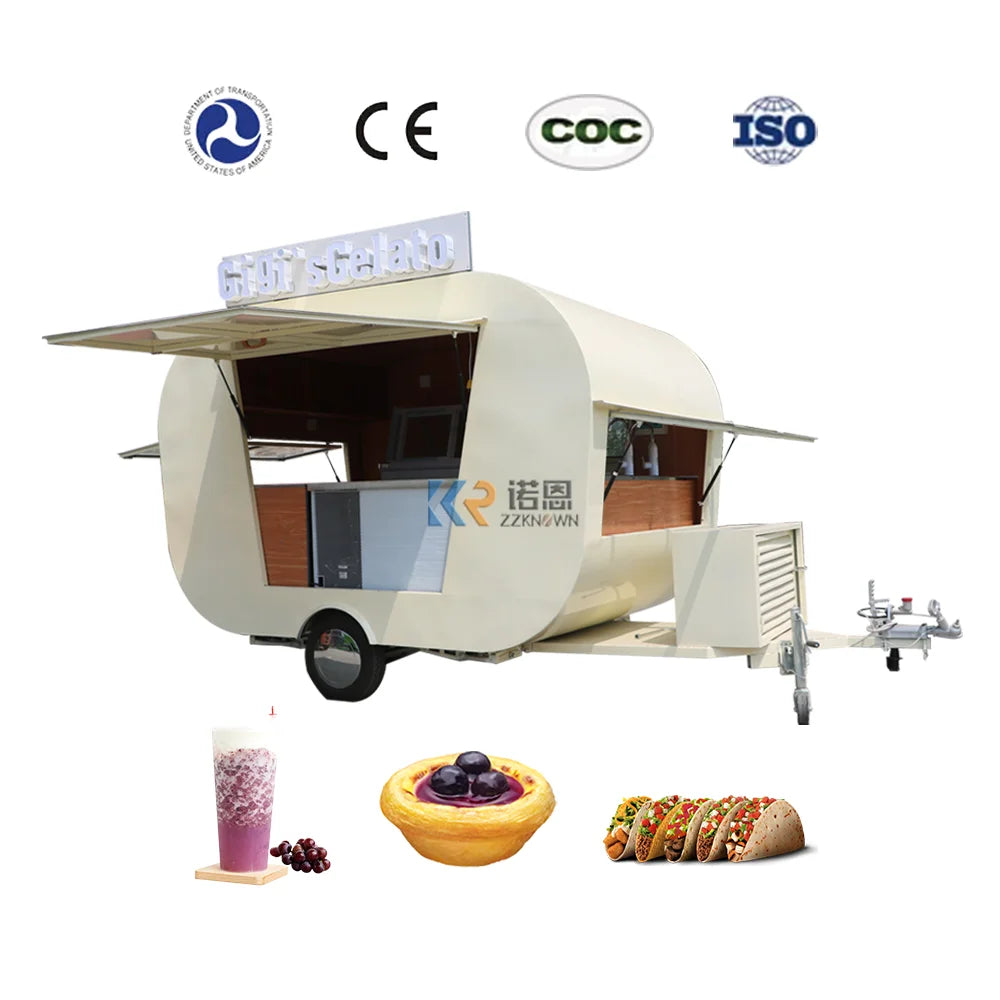 Stainless Steel Hot Dog Pizza Small Coffee Ice Vending Cart Restaurant Mobile Fast Food Trailer Truck For Sale