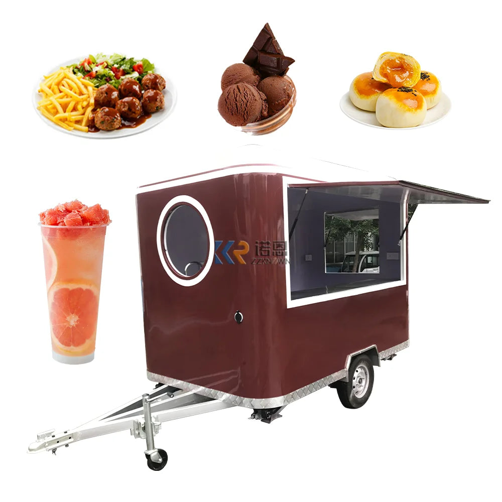 Mobile Food Truck With Pizza Oven Outdoor  Hotdog Cart Commercial Kitchen Equipment Ce Dot Support