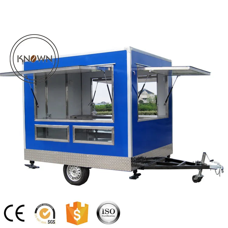 OEM Square Fast Food Van Trailer Mobile Kitchen Catering Cart Truck Customized Hot Dog Vending Kiosk