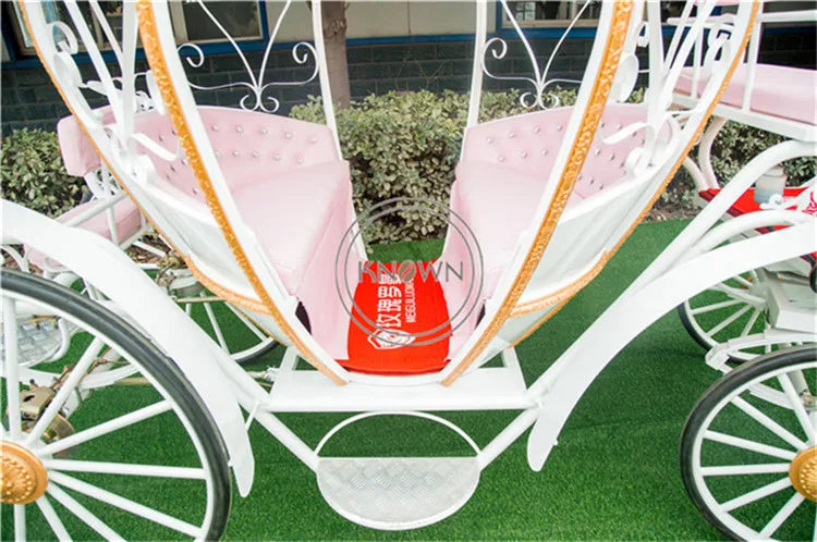 OEM Royal Christmas Metal White Cinderella Pumpkin Horse Drawn Carriage Mobile Tourist Cart for Wedding Decoration