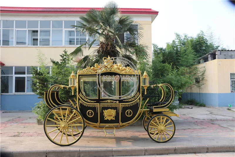 2022 Black Color Royal Horse Carriage Luxury Wedding Horse Cart Attraction Exhibition Horse Carriage