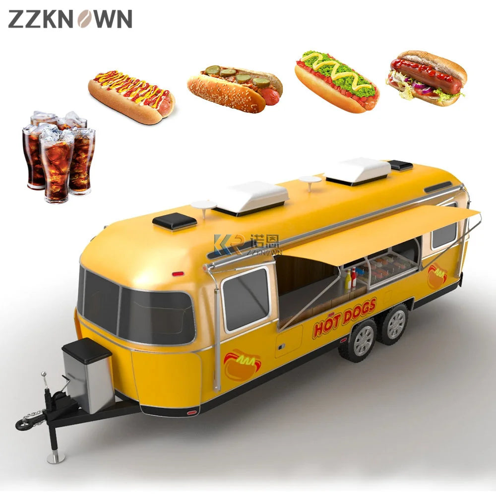 Europe Standard Fast Food Trailer Fully Eqipped Mobile Catering Trucks for Sale Breakfast Stainless Steel Food Cart