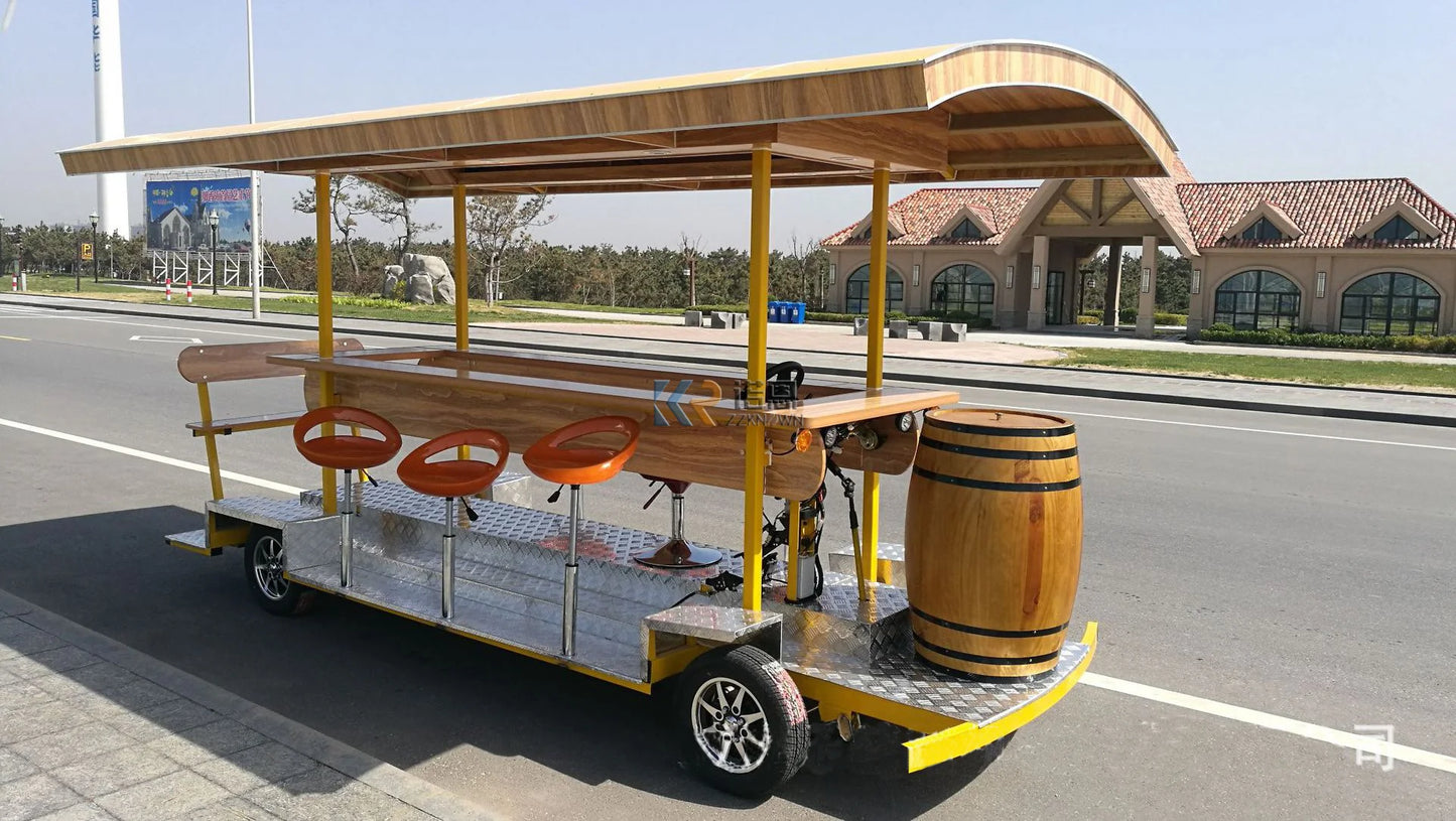 2023 Mobile Beer Cart Scenic Fitness Sightseeing Car Mobile Cycling Bike Multiplayer Cycling Coffee Bike Party Car