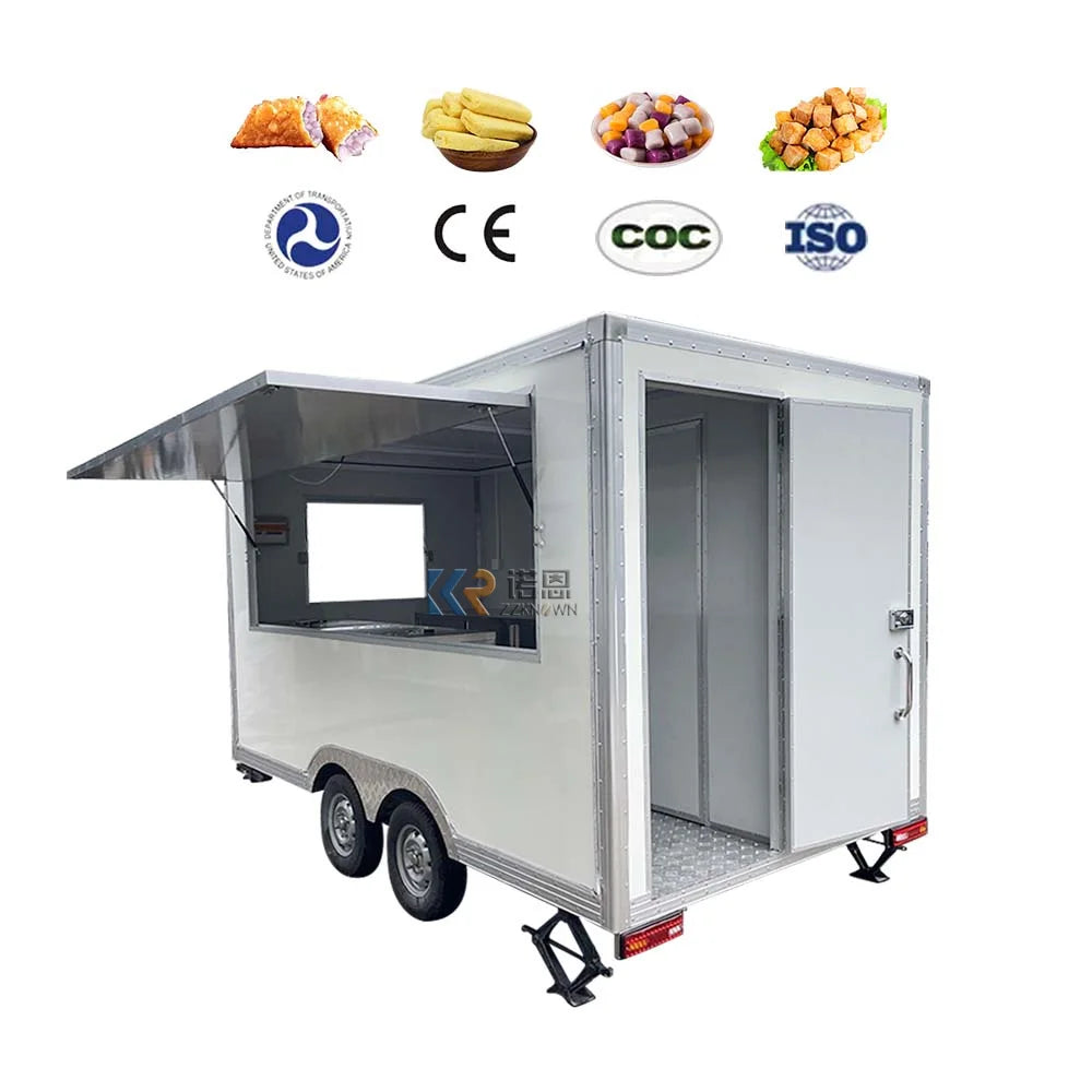 Usa Standard Fast Food Kiosk Ice Food Truck Mobile Kitchen Food Trailer With Full Kitchen Equipment