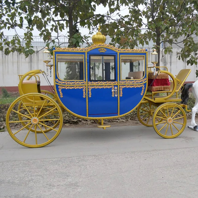 Carro de caballos eléctrico OEM para bodas reales con 4 ruedas, carros tirados por caballos resistentes a la venta en transporte especial