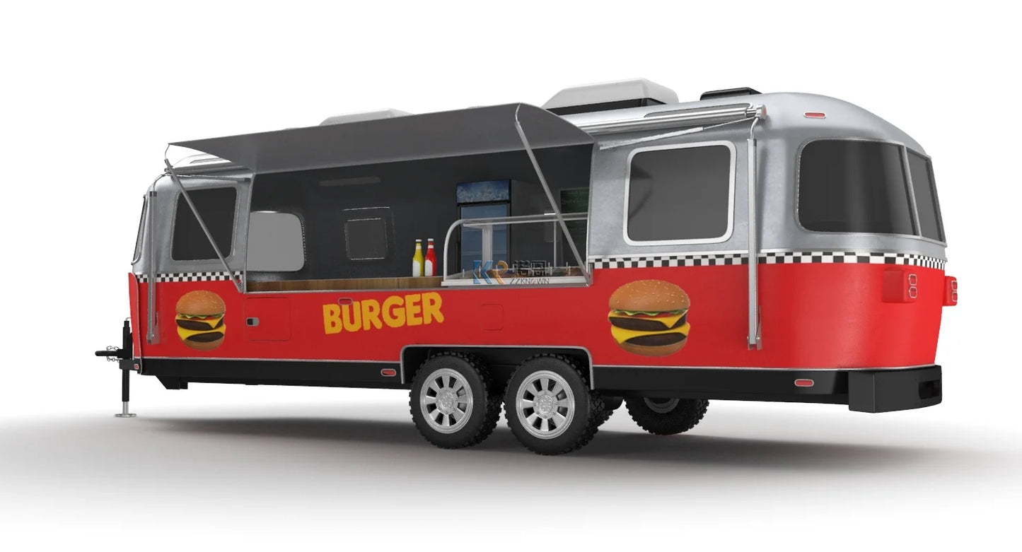 Custom Burger Pizza Barbecue Food Track  Mobile kitchen Ice Cream Coffee Vending Cart Fast Food Trailer for Sale