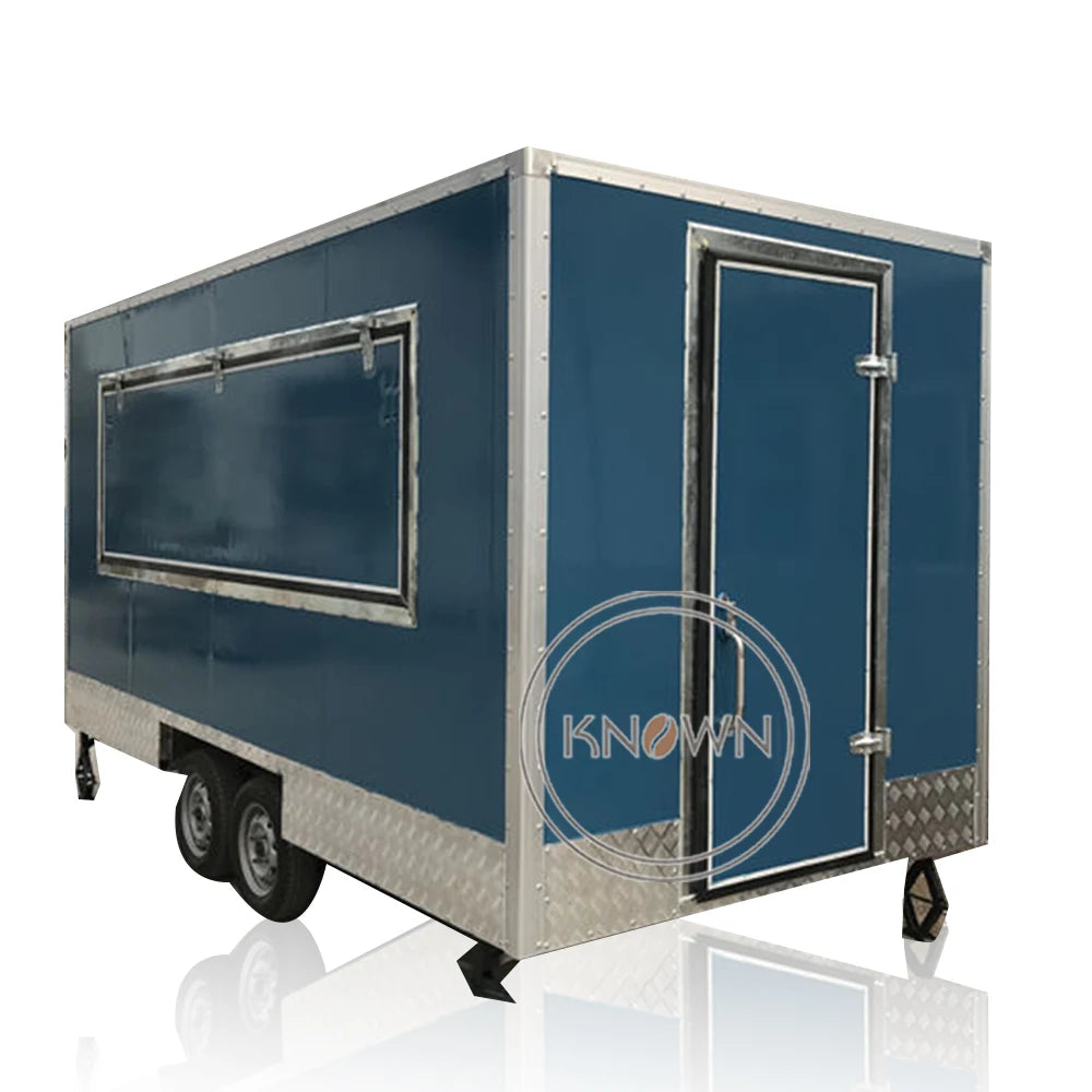 OEM Square Fast Food Van Trailer Mobile Kitchen Catering Cart Truck Customized Hot Dog Vending Kiosk