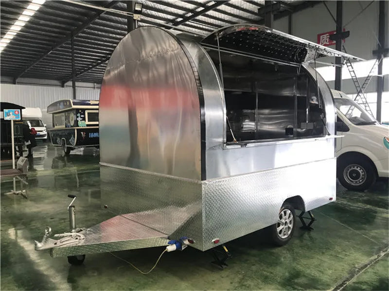 OEM Stainless Steel Food Trailer Mobile Street Kitchen Food Vending Van for Sale Breakfast Snack Cart