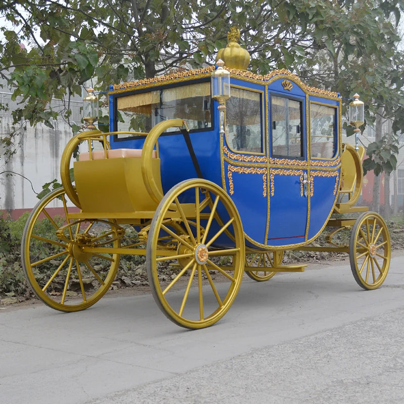 Carro de caballos eléctrico OEM para bodas reales con 4 ruedas, carros tirados por caballos resistentes a la venta en transporte especial