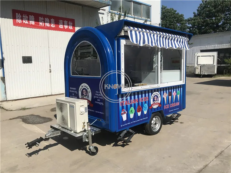 OEM 250CM Length Ice Cream Vending Truck Mobile Food Kiosk Cart Food Van Trailer for sale