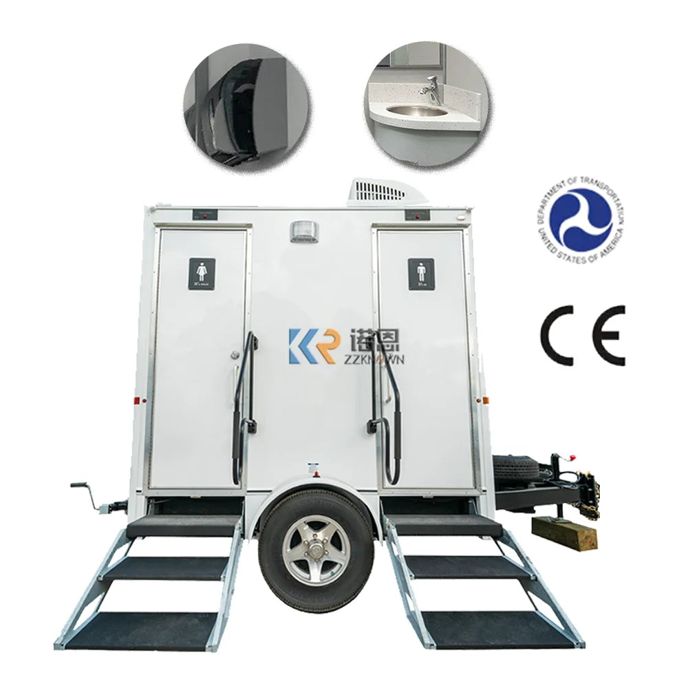 2023 10 Station Portable Restroom 28 Feet Mobile Toilet Trailer For Sale In USA Portable Toilets For Sale