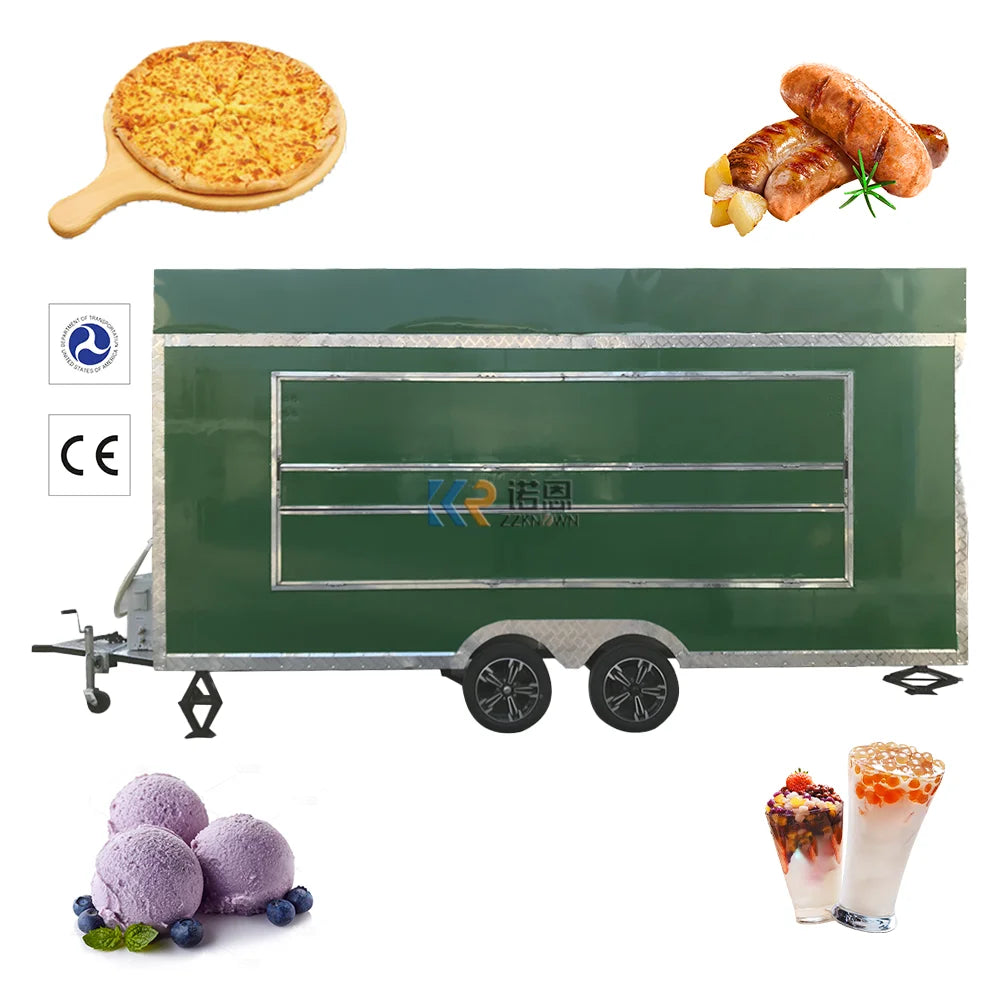 Customized Coffee Ice Cream Food Trailer with Full Kitchen Mobile Street Vending Food Cart 13Ft Kitchen Cooking Food Truck