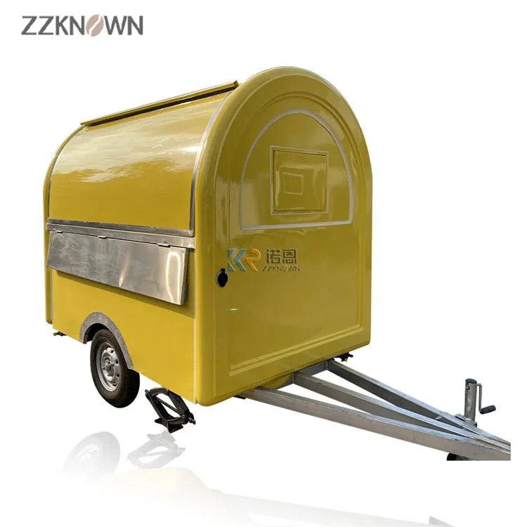 220CM Long BBQ Truck Kiosk Cart Hot Dog Coffee Vending Trailer Mobile Outdoor Street Food Caravan