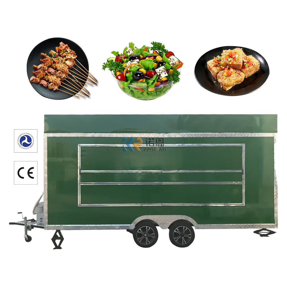 2023 Food Shop Food Trailer With Porch Cart Sink Truck Van Three Wheel Fully Equipped USA Standards Food Trailers