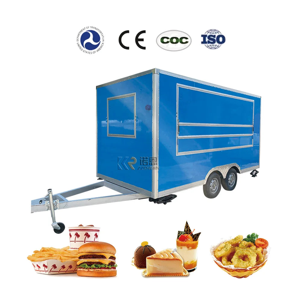 2023 Good Price Food Cart with Fried Ice Machine Coffee Carts Mobile Food Trailer Street Food Catering Trailer for Sale