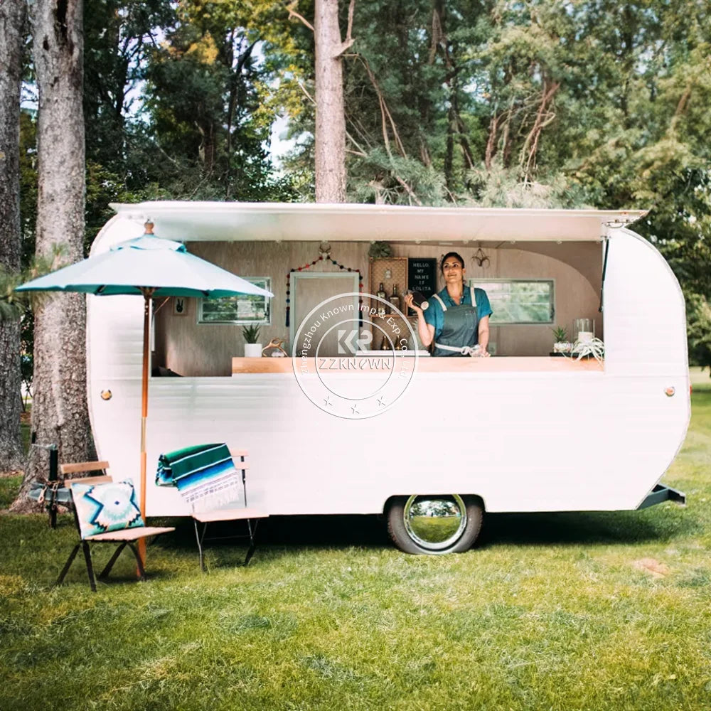 2024 Remolque para bocadillos Camiones de comida Mini caravana Quiosco de papas fritas Cocina móvil Pizza Carrito de café